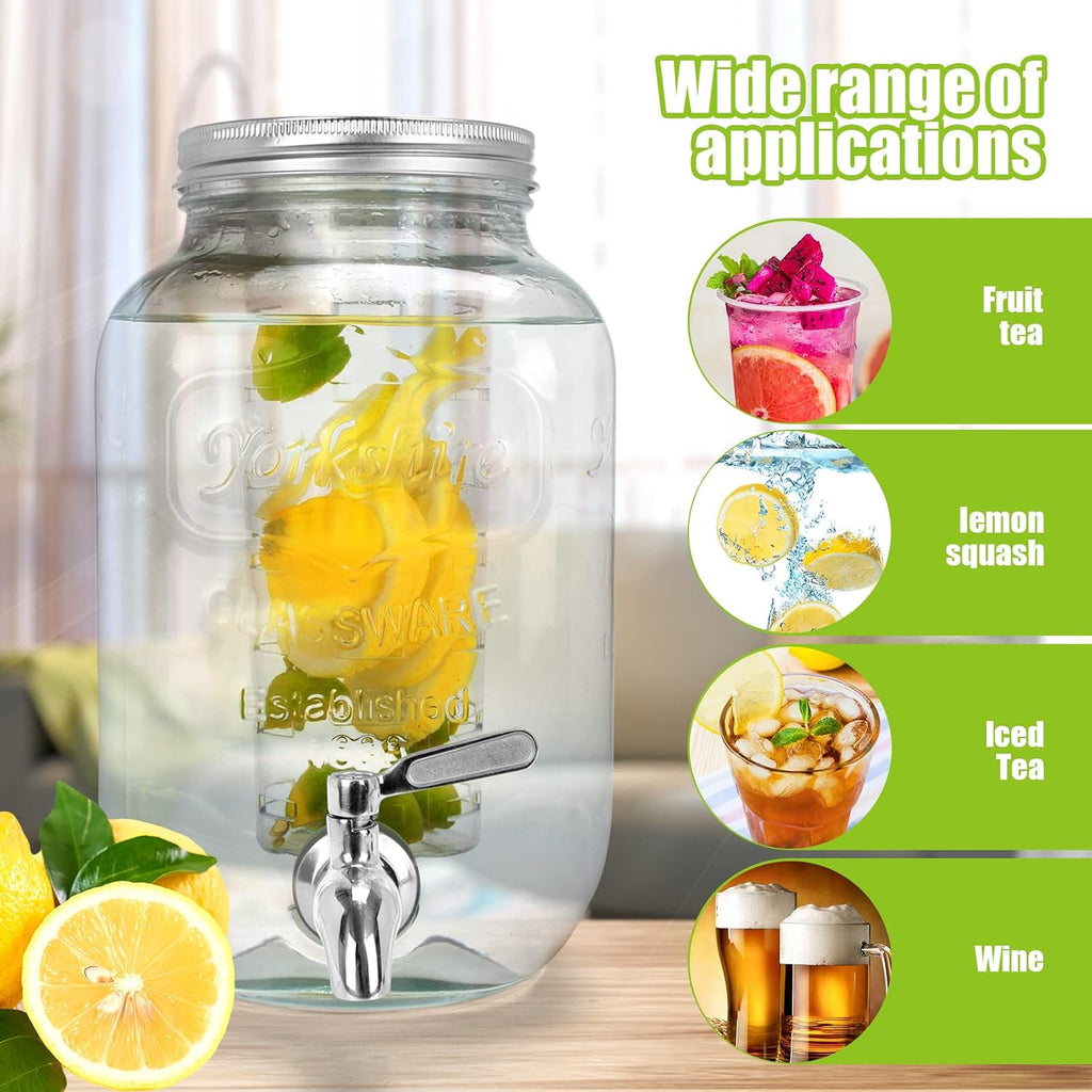 1 Gallon For Parties 2PACK.Beverage Dispenser,Glass Drink Dispenser With Stand And Stainless Steel Spigot 100%