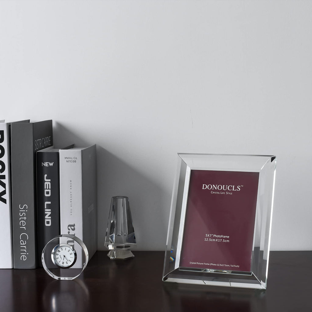 Crystal 5x7Inch Picture Frame, Wedding Frame Tabletop Display, Display Pictures 5'' x 7'', Comes with Gift Box