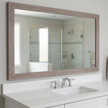 Add A Frame - Driftwood Custom Size Mirror Frame Border Kit - Ideal - Moisture Resistant - Weston Design - Mirror NOT