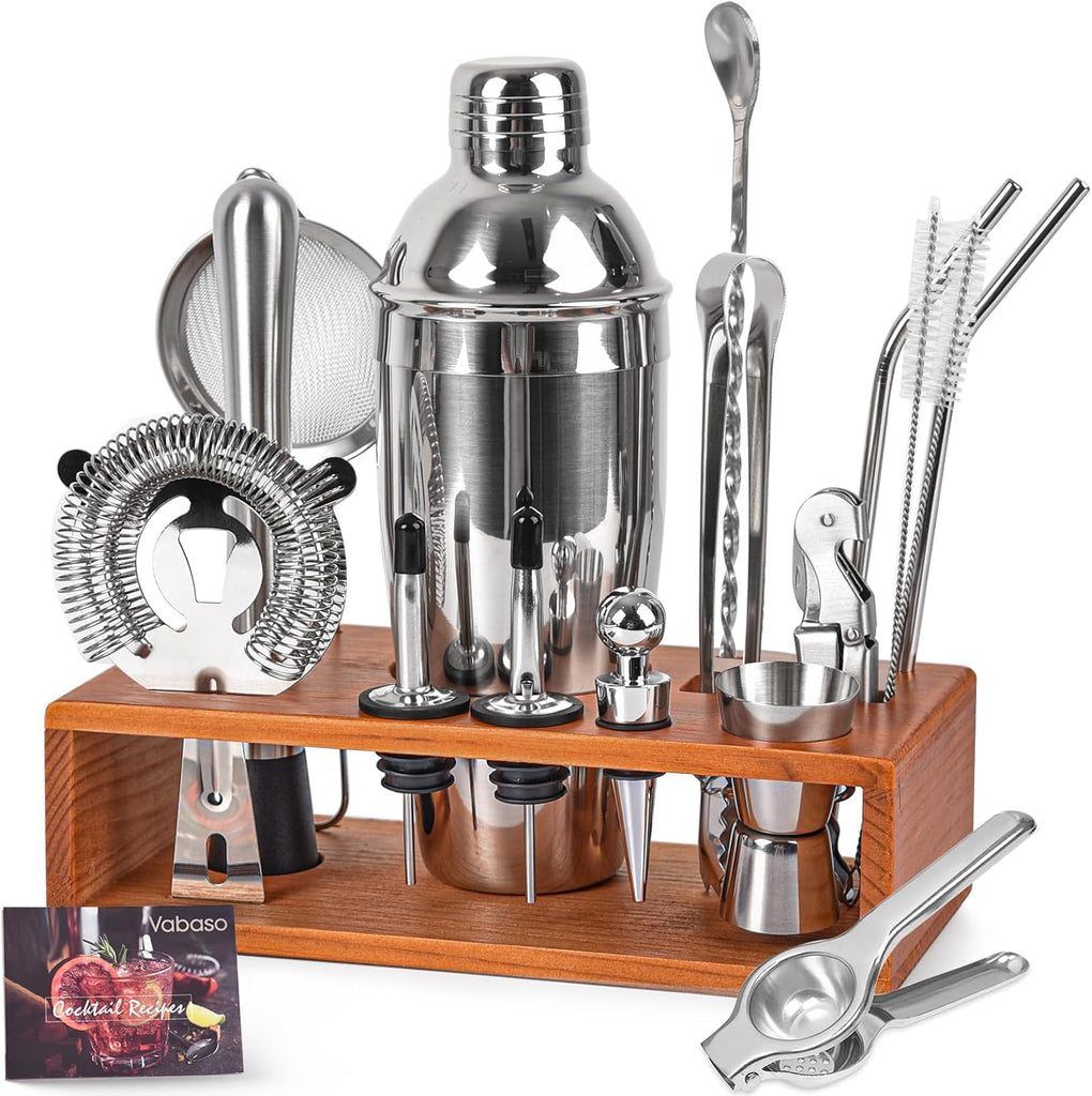 20-Piece Bartender Kit with Stand, Cocktail Shaker Set Bar, 25oz Professional Stainless Steel Bar Tool Set with