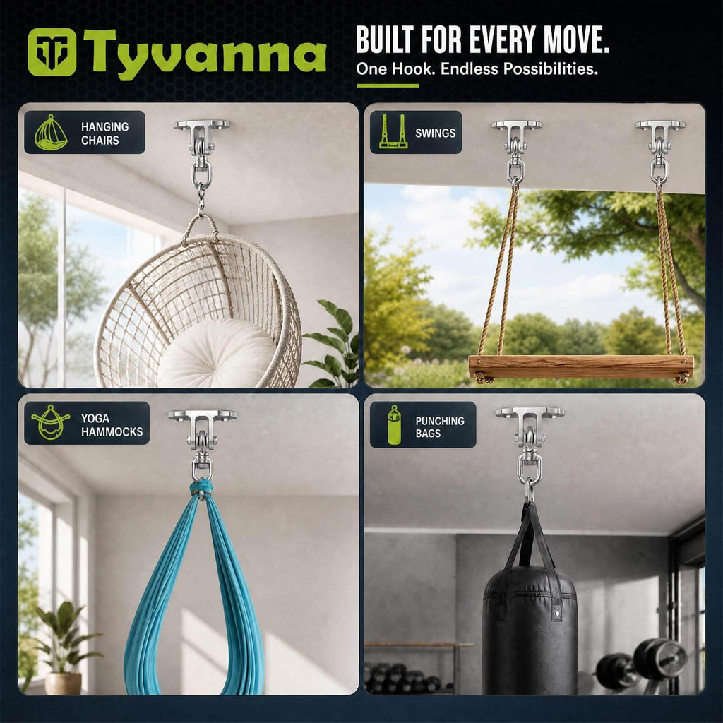 Heavy Duty Swing Hangers 2 Pack Stainless Steel Ceiling Mount