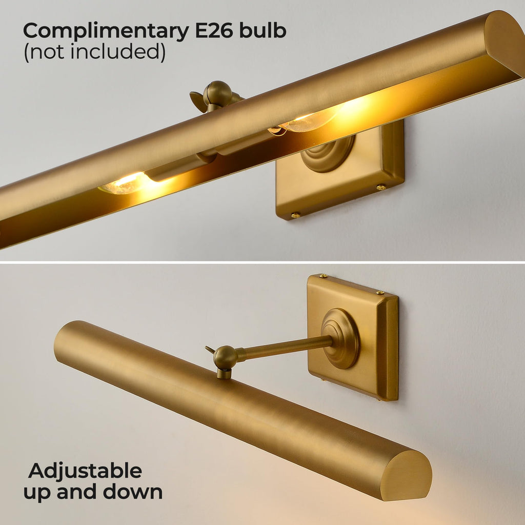 Hardwired Picture Light 24", Dimmable Brass Wall Sconce for Art Display