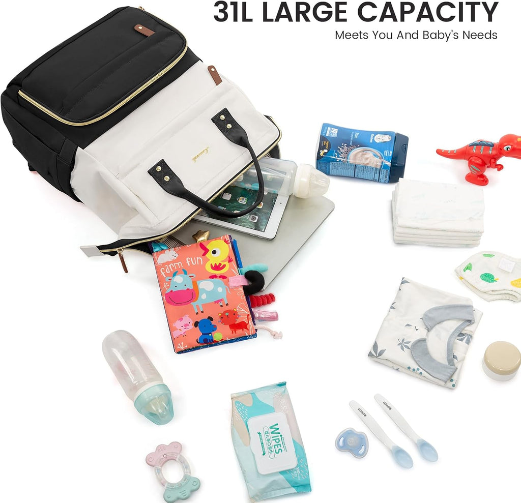 Diaper Bag Backpack, Baby Bag with Changing Station, Large Diaper Backpack for Mom Dads, Waterproof Mommy Bag for Boy