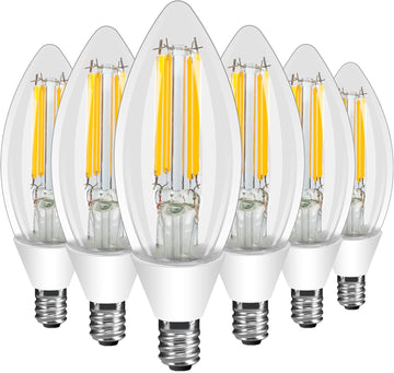 E12 Dusk to Dawn Light Bulbs Outdoor, C35 B11 5W 60W Equivalent 500LM 2700K Soft White Photocell Sensor Filament