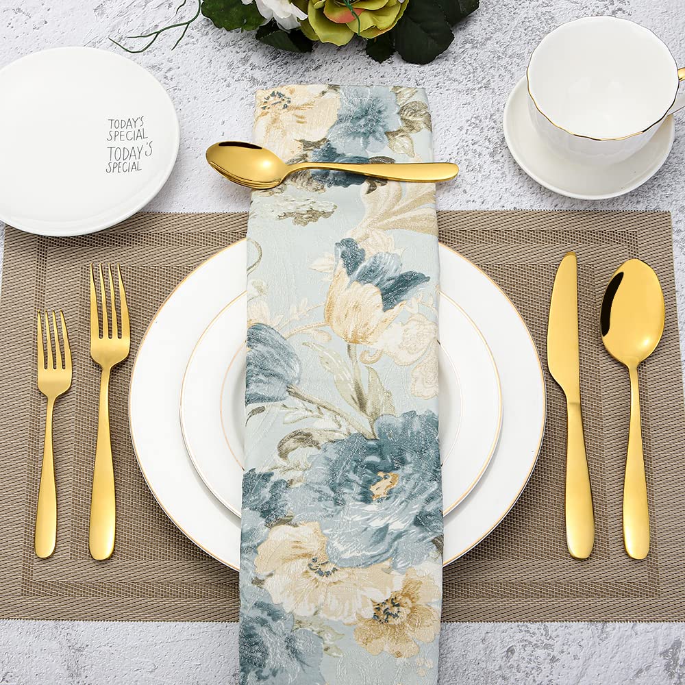 60-Piece Gold Silverware Set, Stainless Steel Flatware Set for 12, Kitchen Utensils cutlery with Titanium Golden