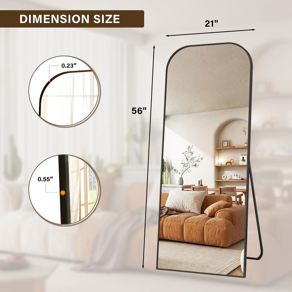 56x21 Inch Full Length Mirror - Large Floor Standing & Wall Mountable Full Body Mirror with Sturdy Aluminum Frame