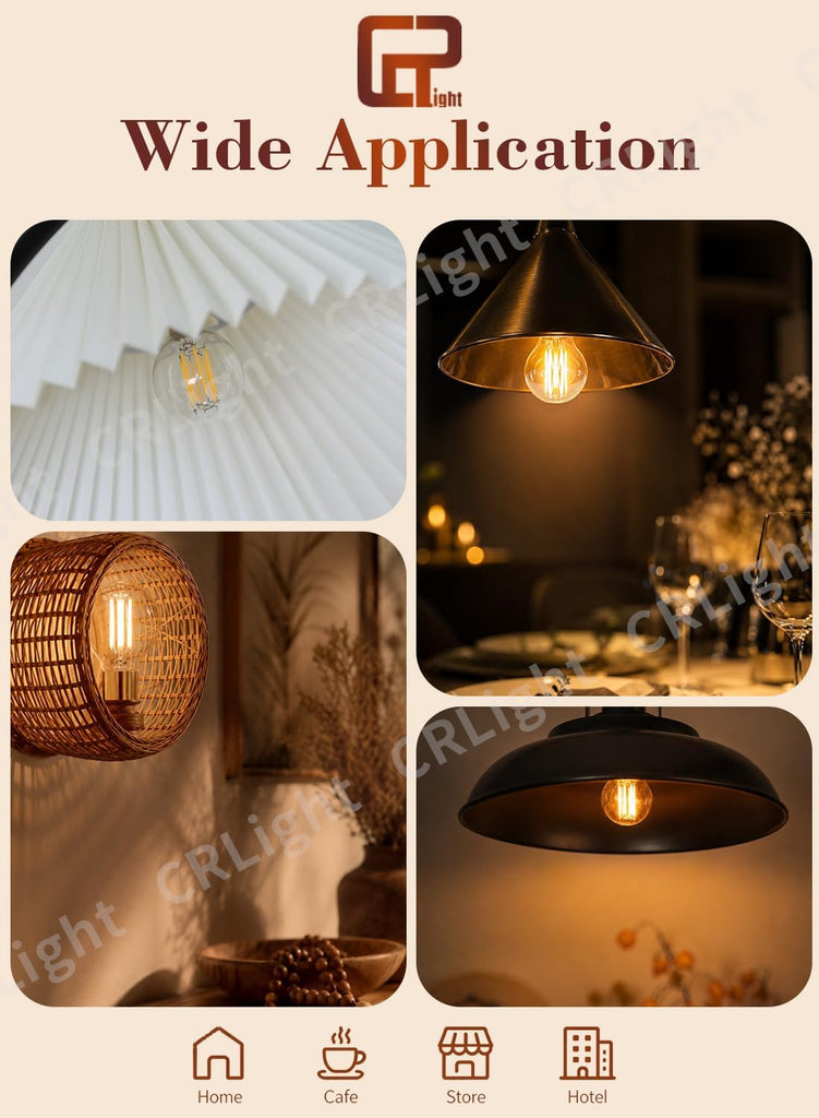 G16.5 Dimmable LED Globe Bulb 8W=80W, 2700K E12 8 Pack for Vanity