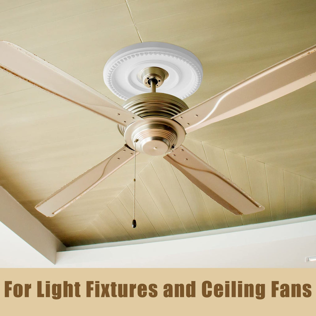 2 Pieces Ceiling Medallion Ceiling Fan Light Covers 12 1/2 OD x 3 7/8 ID x 3/4 P Smooth Ceiling Medallions for Light