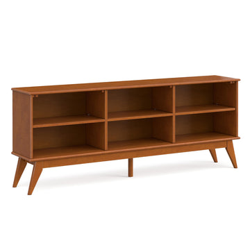 Draper 30" Tall Solid Wood 6-Shelf Bookcase in Teak Brown