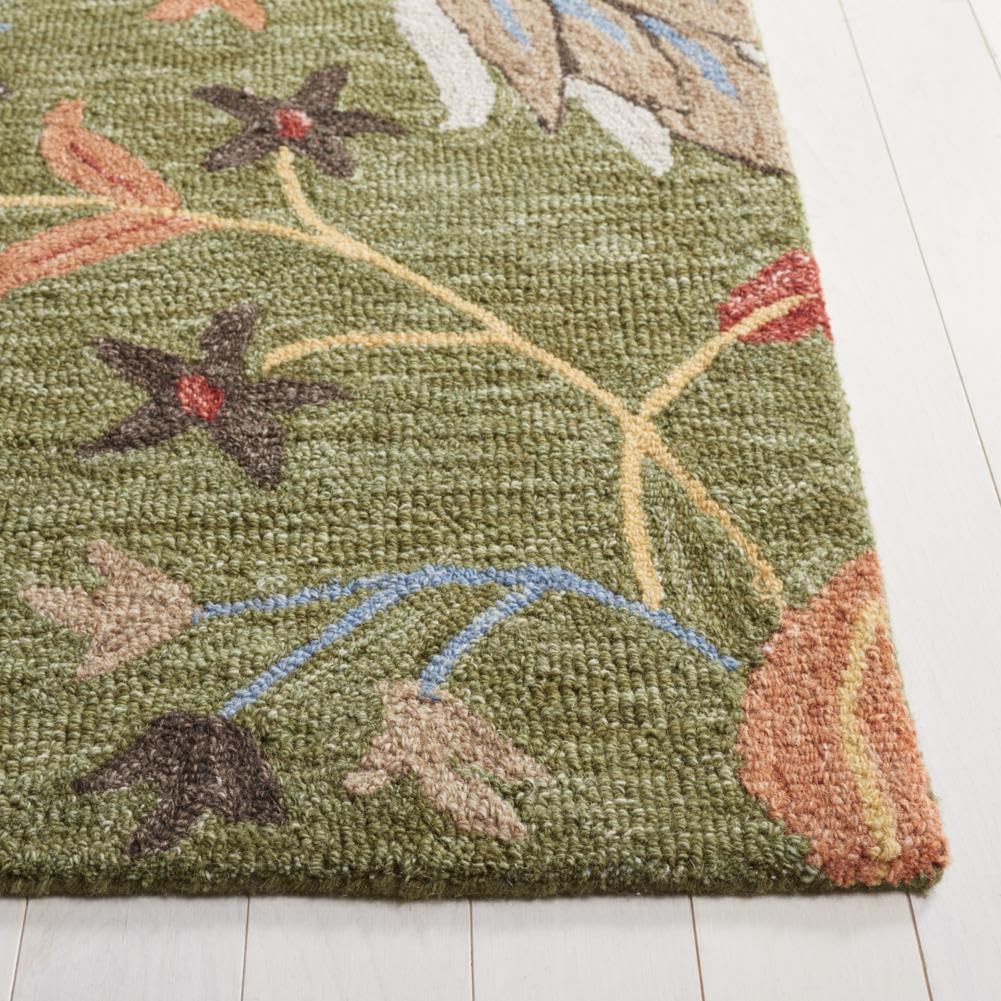 Area Rug 8x10 - Jardin - Large - Green & Blue, Handmade Wool