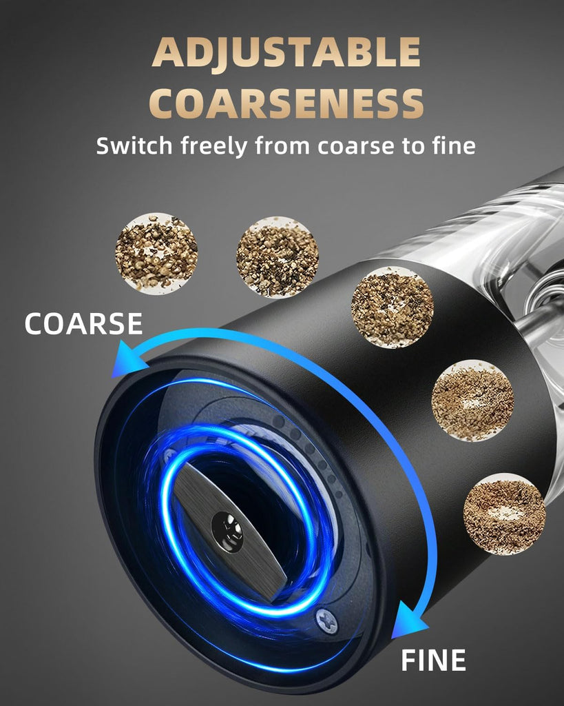 Electric Salt and Pepper Grinder Set Rechargeable, Automatic Salt and Pepper Shakers Mill Refillable, One Hand
