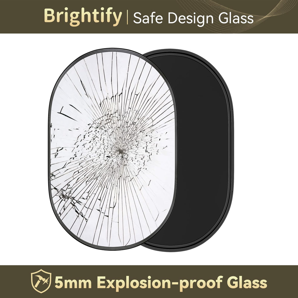 Black Oval for Wall, 48"x30" Bathroom Vanity Mirrors with Metal Framed, Modern Large Living Room Wall Decorative Hang