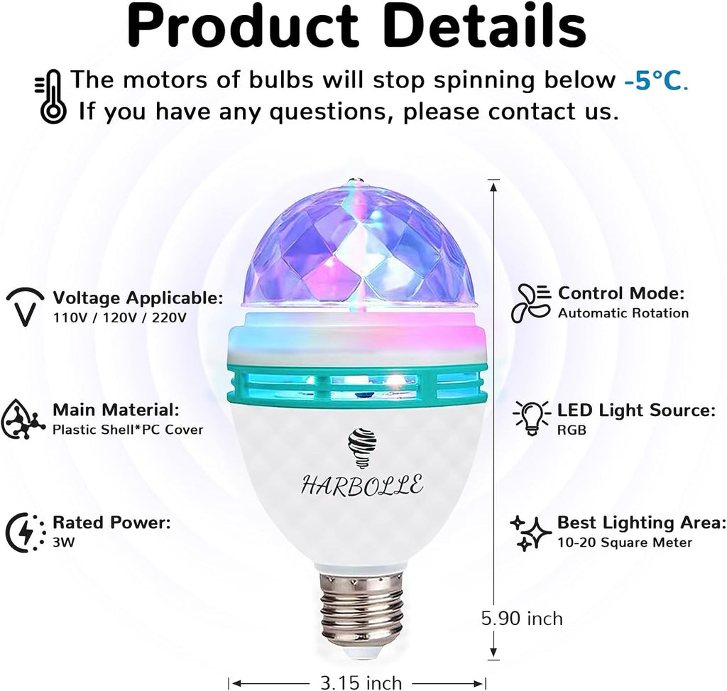 Disco Light Bulbs Rotating for Parties