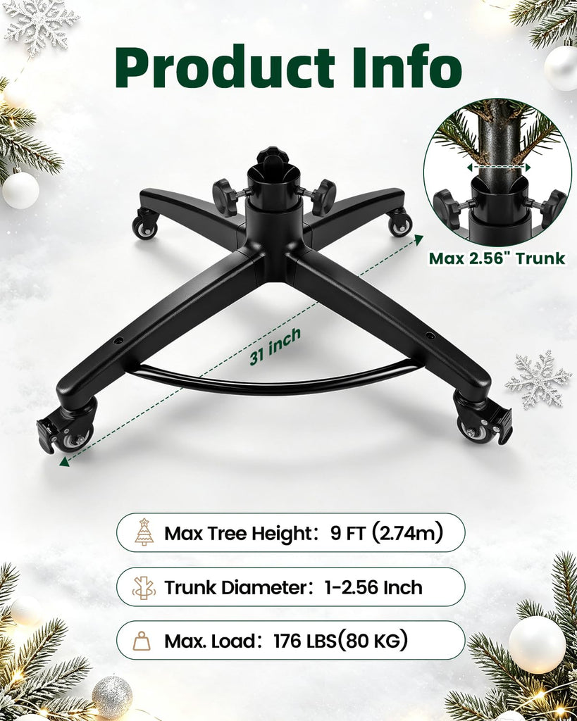 Rolling Christmas Tree Stand on Wheels for Up to 9 FT Artificial Trees