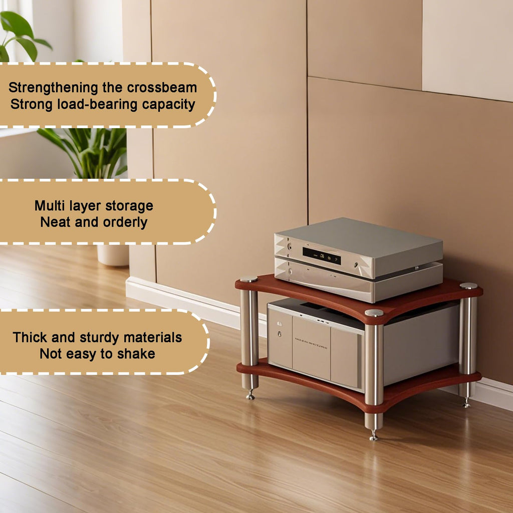 2 Tier Audio Rack with Speaker Spikes, Stereo Racks and Stand