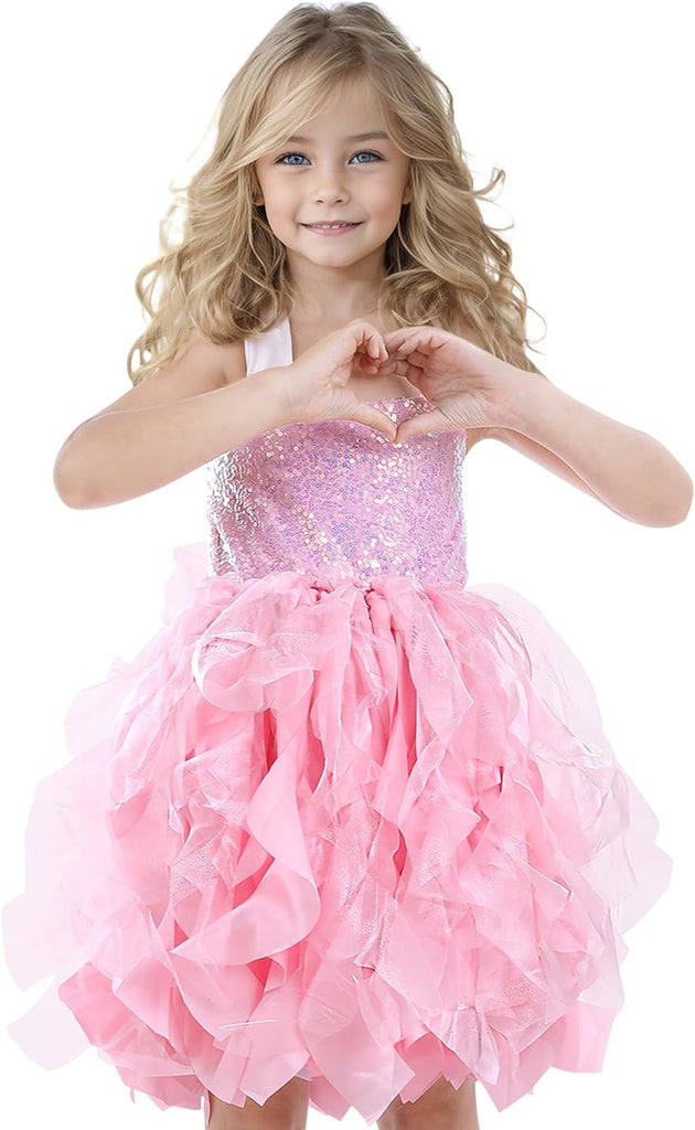Christmas Tutu Dress for Girls Sequin Tulle Fairy Ball Dresses for Toddler Kid Little Girl Fancy Sparkly Birthday