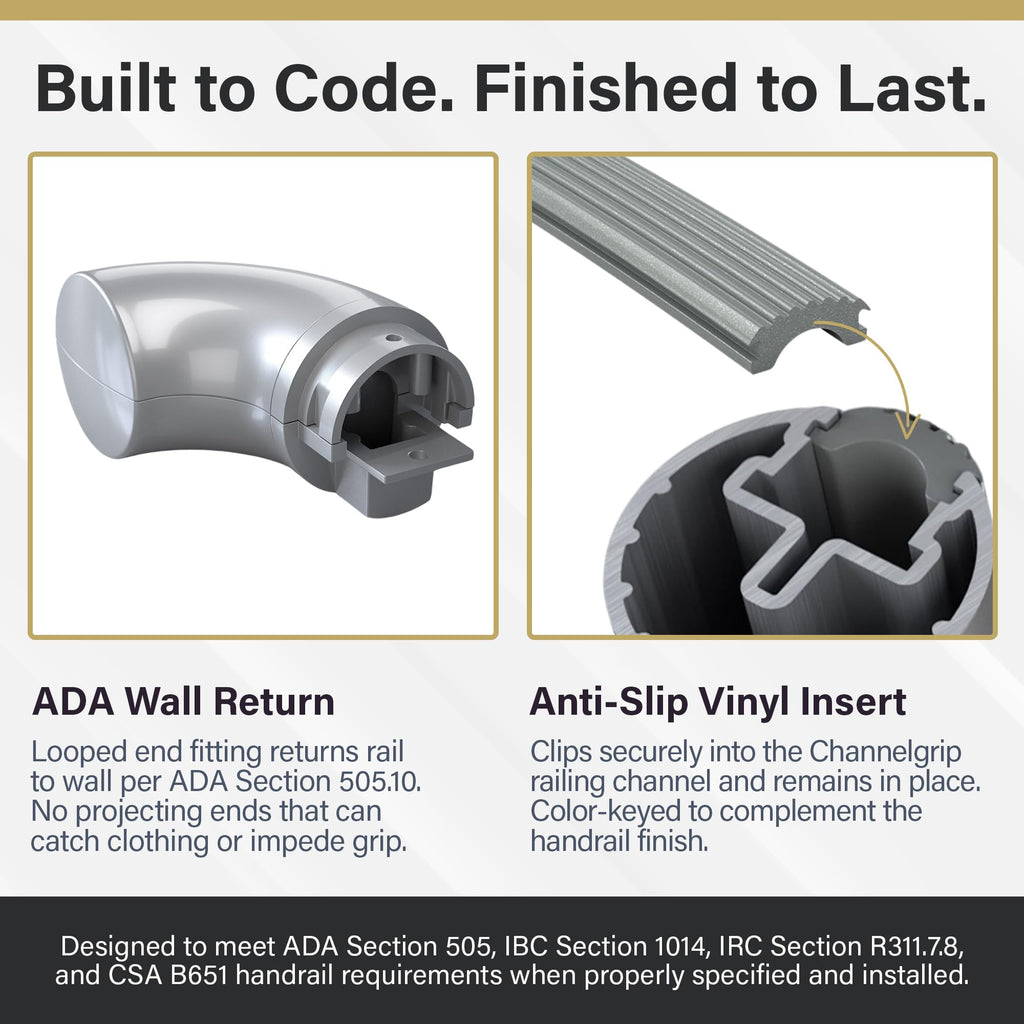ADA Handrail Kit, 4 ft Stair Handrail, Champagne