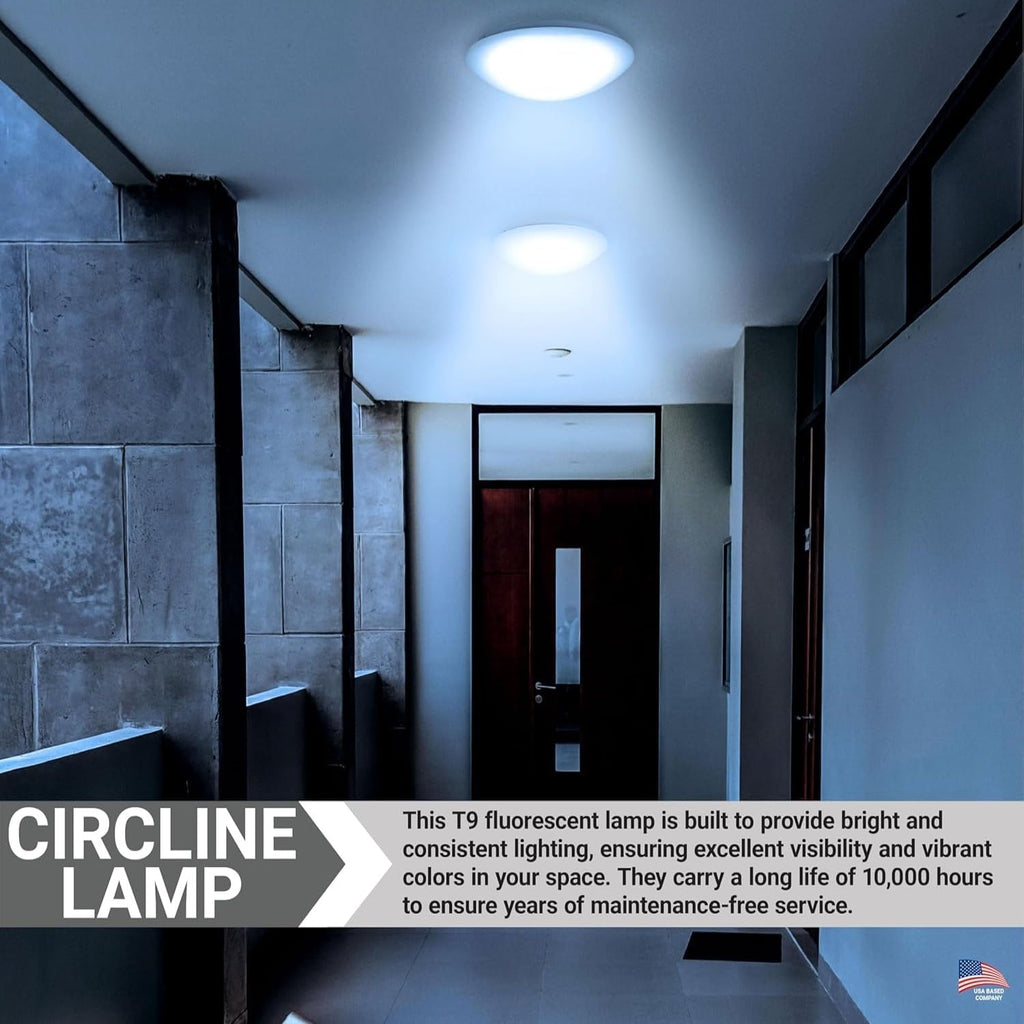 9 Inch Fluorescent Circular Light Bulb 30W 1800 Lumens 5000K Bright White G10Q 4-Pin Base Round Circline