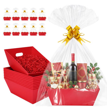 10 PCS Red Christmas Baskets Gift Empty Gift Baskets to Fill