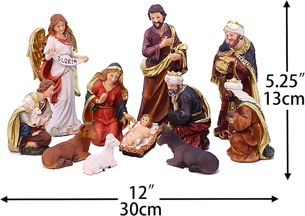 Nativity Set Christmas Scene Set Figurines Statue 5.5 Inch 11 Pcs
