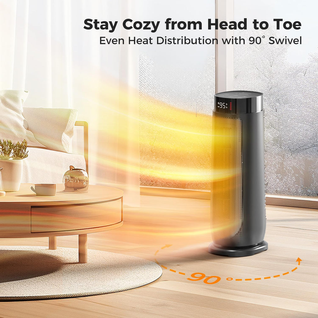 Space Heater, 1500W PTC Ceramic Oscillating Electric Heater,BLACK
