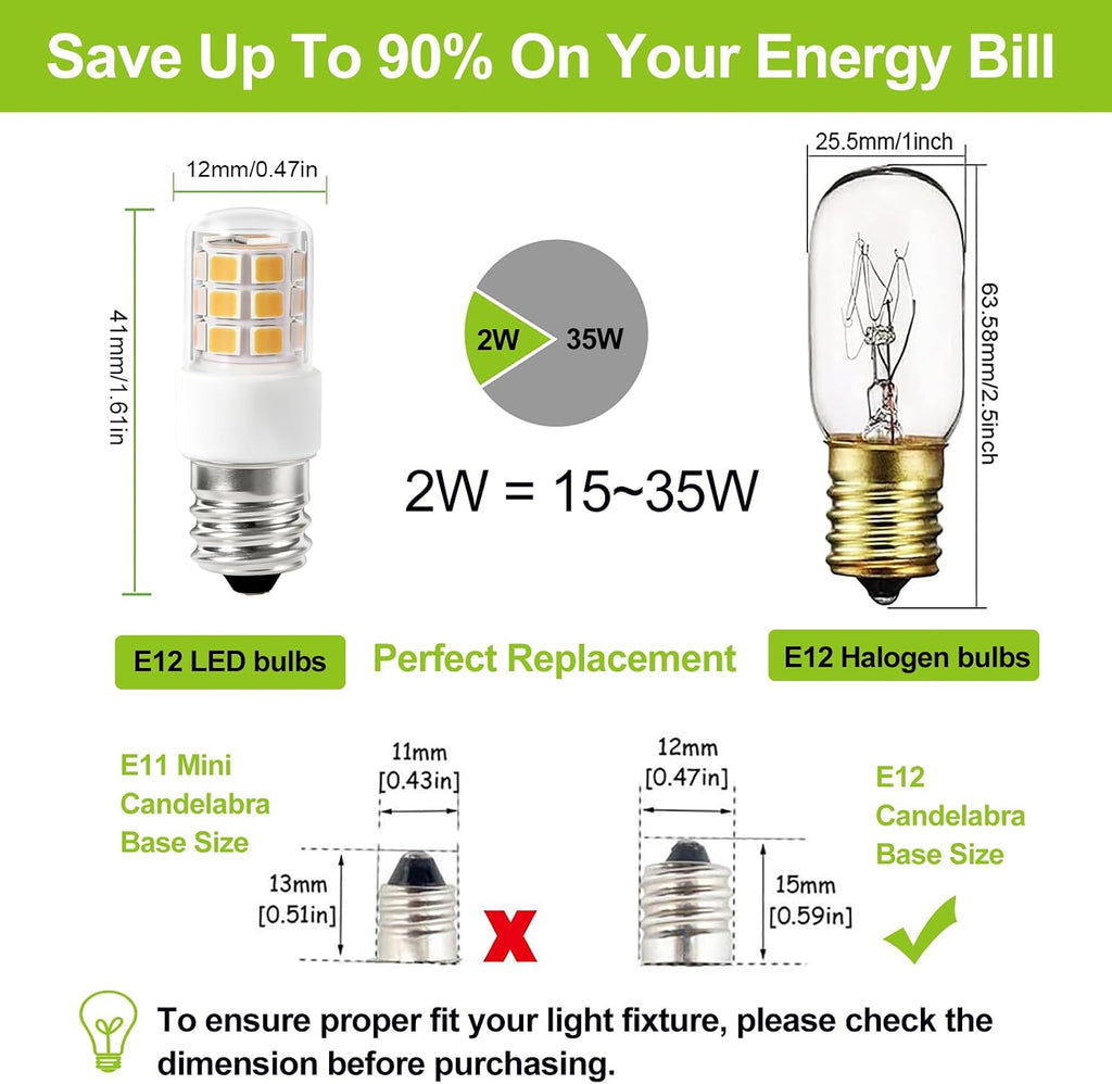 E12 C7 Salt Himalayan Lamp Bulbs, 2W C7 LED Night Light Bulb