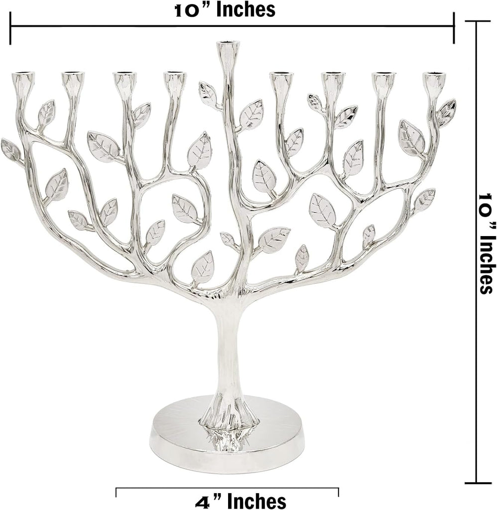 Hanukkah Tree of Life Hanukkah Antique Silver Finish Large 11 Inches Long