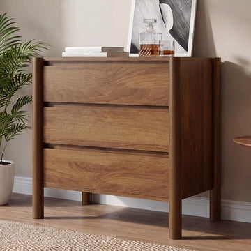 Walnut 3 Drawer Dresser, Mid Century Modern Chest