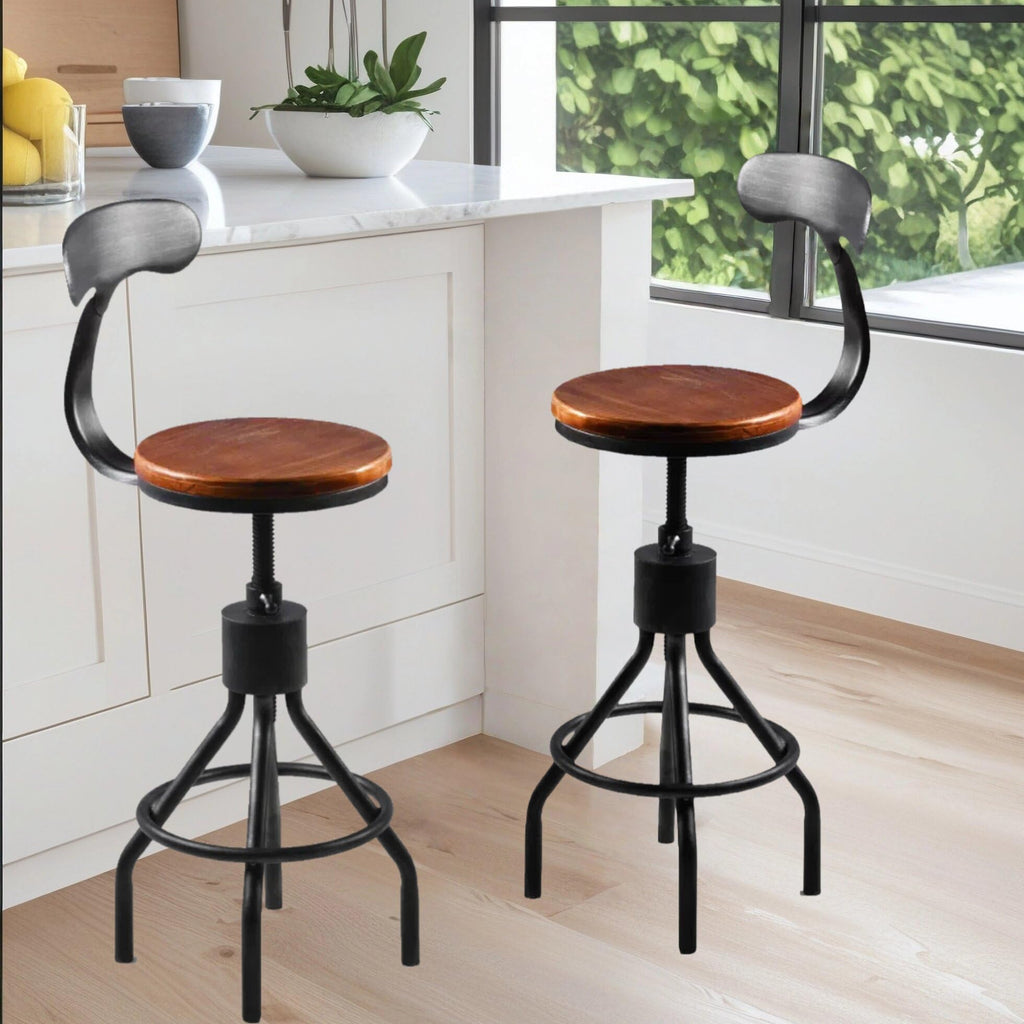 Industrial Vintage Bar Stool, Kitchen Counter Height Adjustable Pipe Chair, Cast Iron Stool, Swivel Bar Stool with