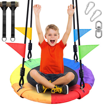 24 inch Chidren Tree Swing Net Swing Outdoor Kid Platform Swing with Detachable Weight Load Oxford Fabric and