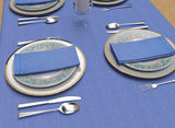 Table Cloth, Country Blue Chambray, 100% Cotton Hemstitch Border Embroidery Rectangular Table Cover,