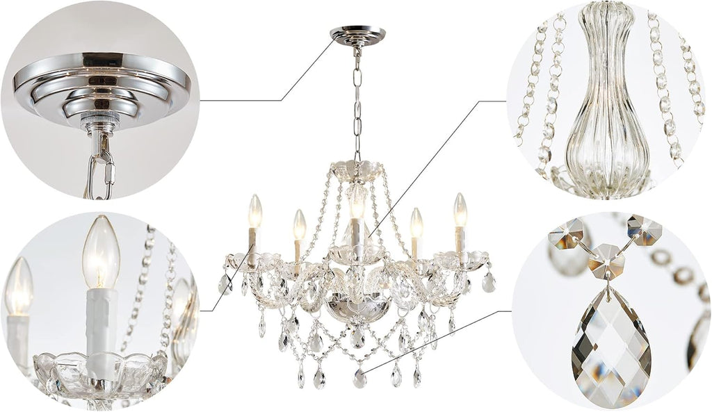 5 Light Modern Contemporary Elegant K9 Crystal Glass Chandelier Pendant Ceiling Lighting Fixture A100-B00YSMM5PO