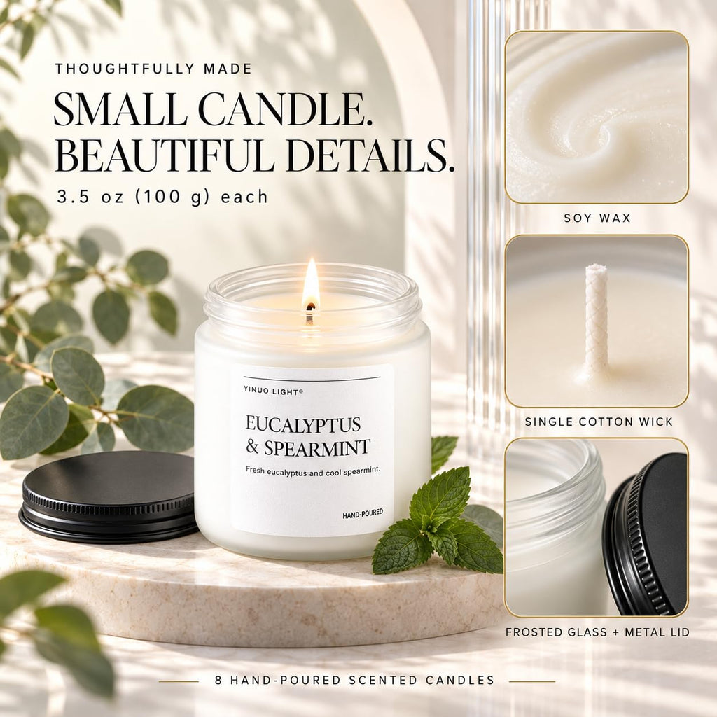 Scented Candle Gift Set, 8 Pack Soy Wax Jars, 28 oz Total