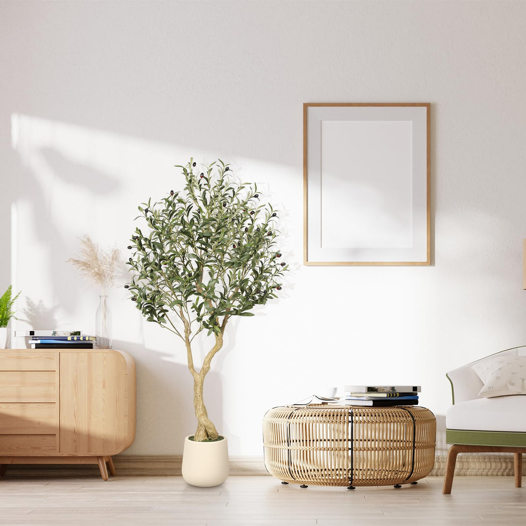 5ft Olive Trees Artificial Indoor with White Tall Exquisite Planter