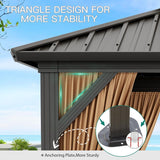 12 x 20 ft Hardtop Gazebo, Heavy Duty Galvanized Aluminum Frame Double Roof Outdoor Pavilion