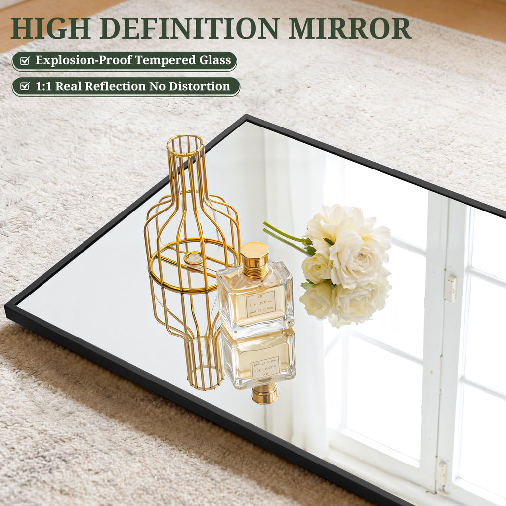 Mirror Full Length 64"x21", Rectangle Full Body Floor Mirrors with Stand