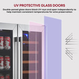 18 Bottle 56 Can Wine Fridge - Wine Cooler with Glass Door, 150 L Beverage Can R