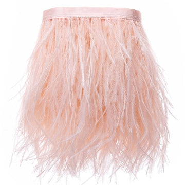 Ostrich Feathers Trims Fringe with Satin Ribbon Tape - for Dress Sewing Crafts Costumes Decoration Pack of 2 Yards