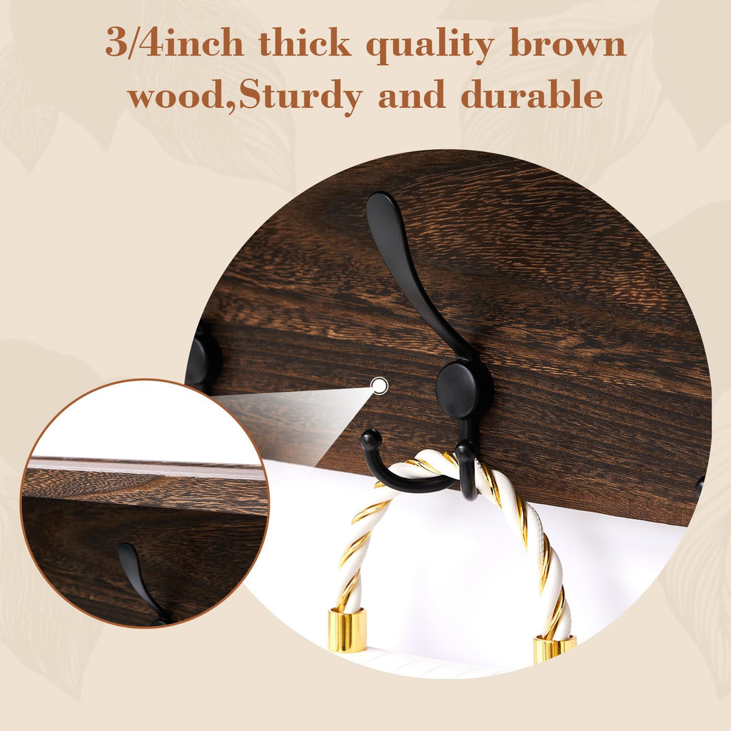 35 Inch Wall Shelf with Hooks and Shelf Organizer
