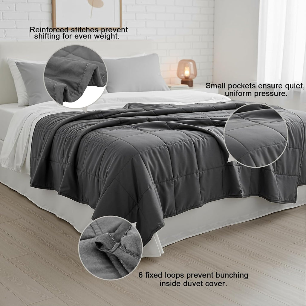 Weighted Blanket(48"x72",15lbs Grey) Full Size Soft Cooling Heating Heavy Blanket for Sleeping, Breathable Blanket