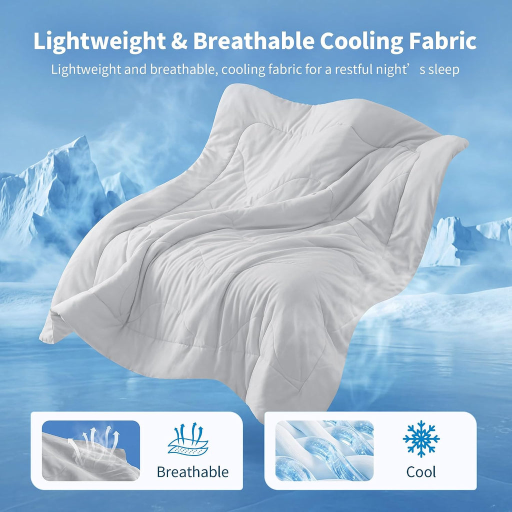 Cooling Comforter Queen Size, Cooling Blanket for Hot Sleepers Lightweight Summer Blanket with Double-Sided Cold Tech