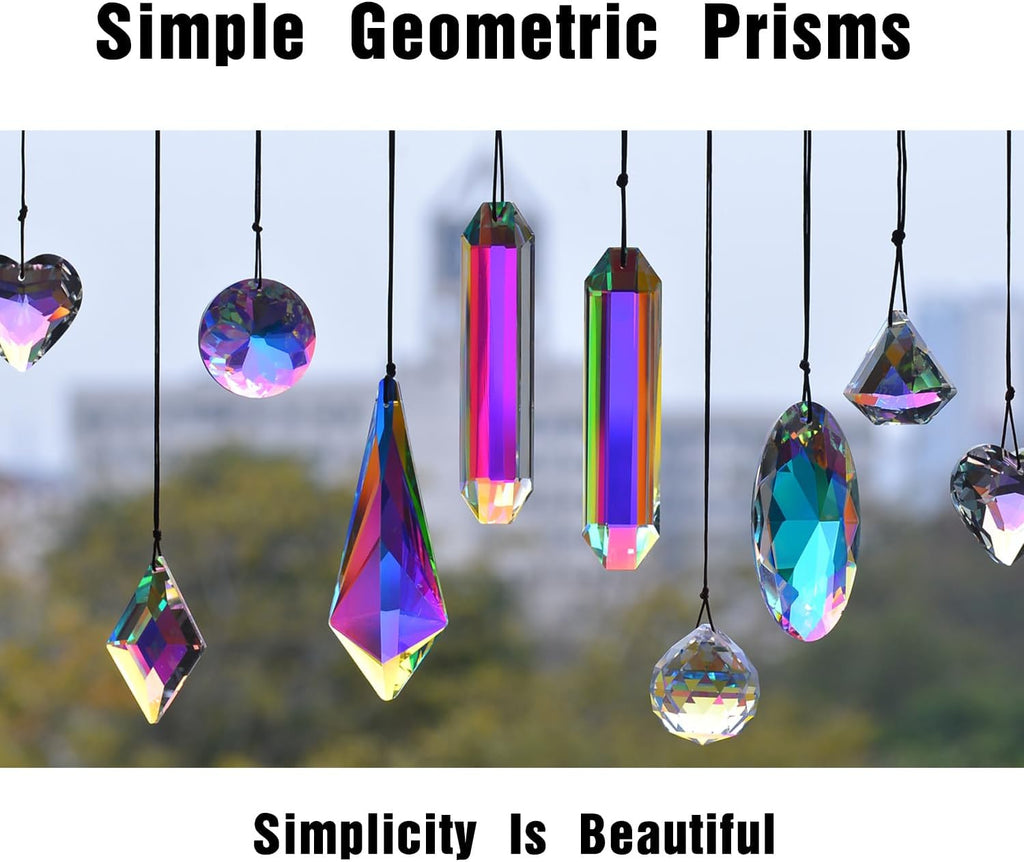 2PCS Cone Crystal Suncatcher Prisms for Windows (Lanky Cone) - AB Color, Transparent, K9 Glass, Rainbow Maker