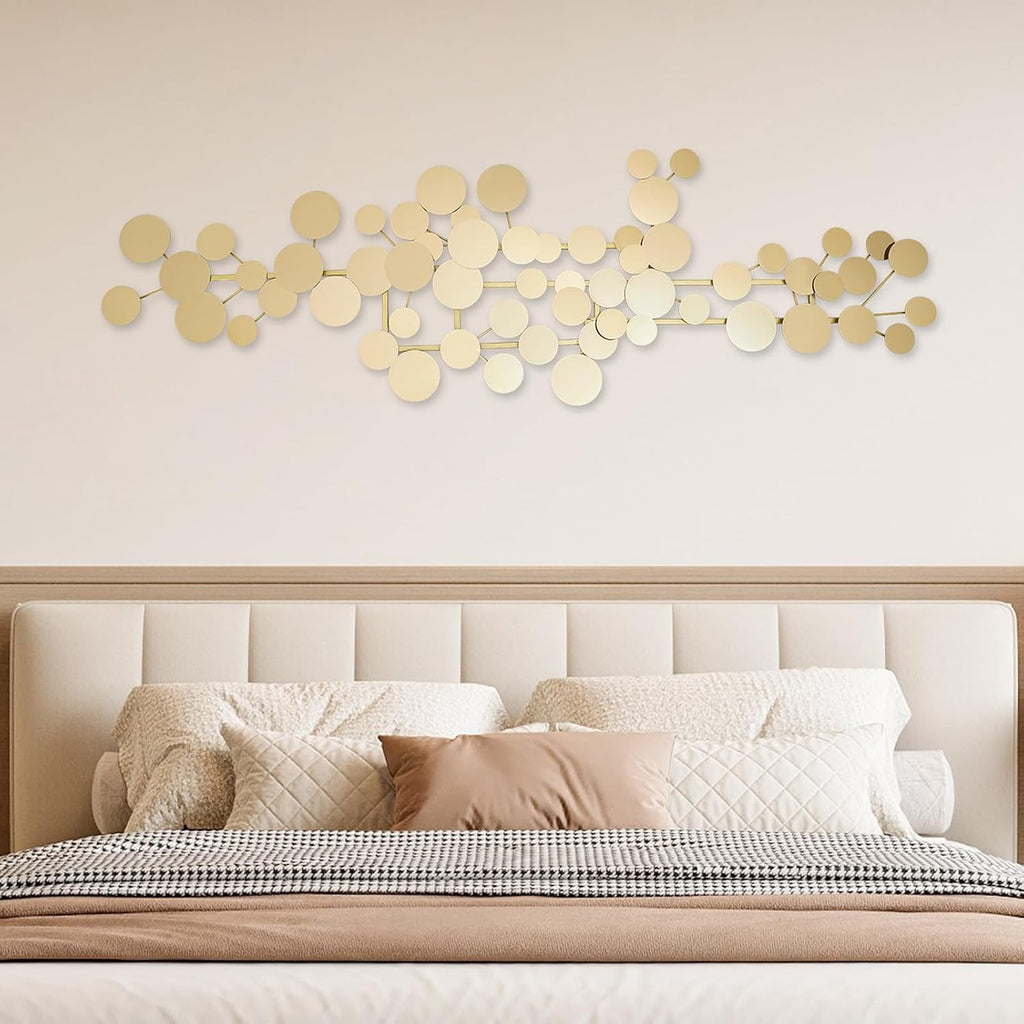 3D Wall Art Decor, Large Metal Wall Art Modern Gold Circles Wall Sculptures Luxurious Decor Geometric Wall Sculpture