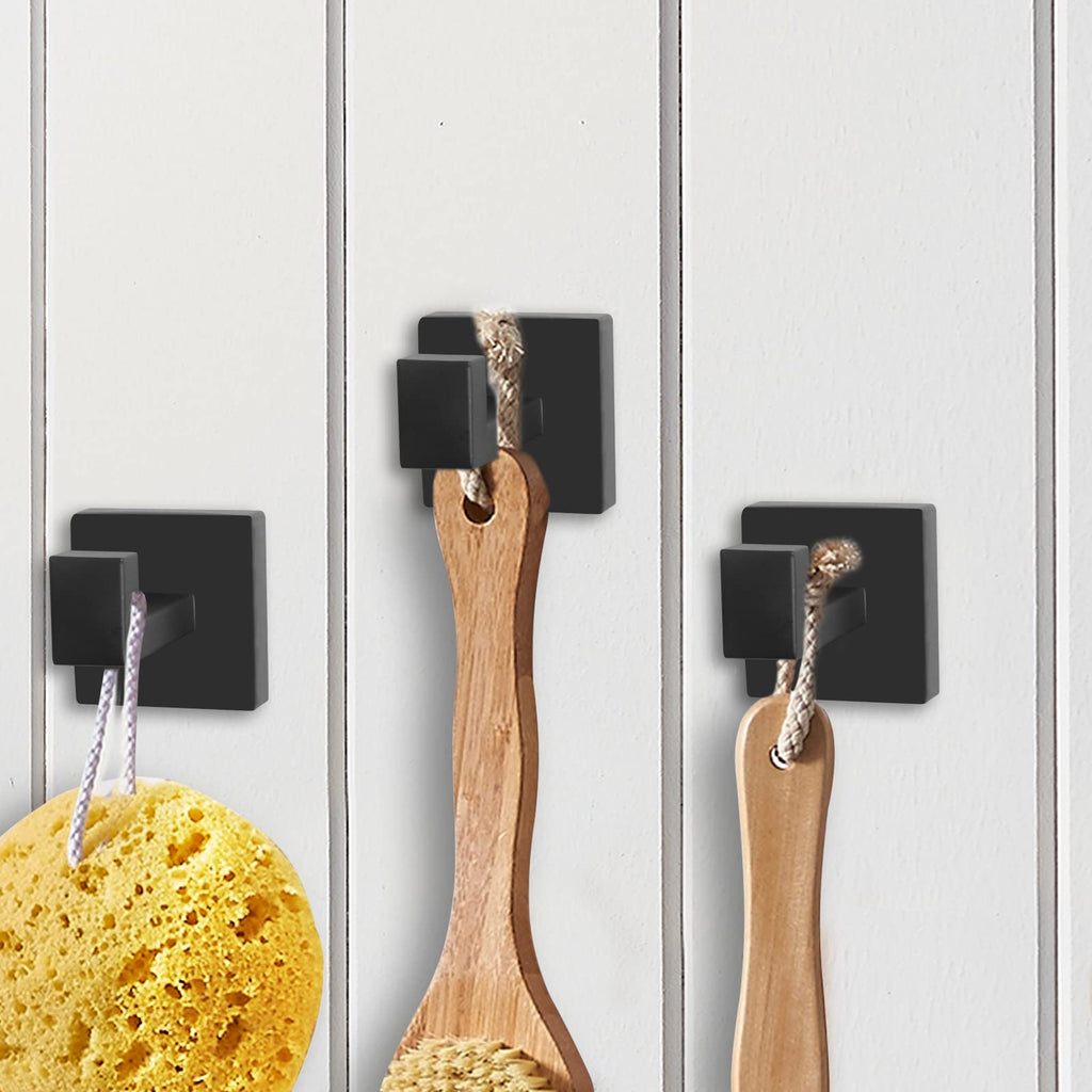 4-Pack Towel Hooks Hand Towel Holder Bathroom Robe Hanger Black