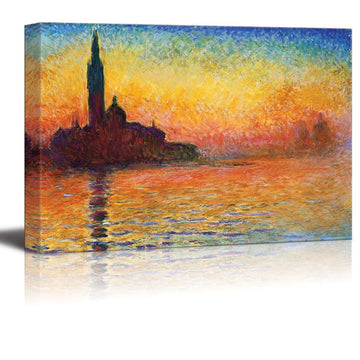 San Giorgio Maggiore at Dusk by Claude Monet - Canvas Print Wall Art Famous Oil Painting Reproduction - 24" x 36"