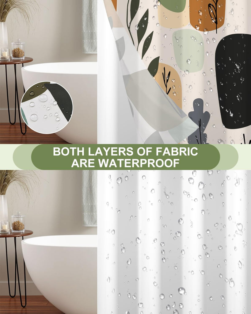 Boho & Abstract Geometric Shower Curtain with Snap in Liner Set, 71x74 Inch