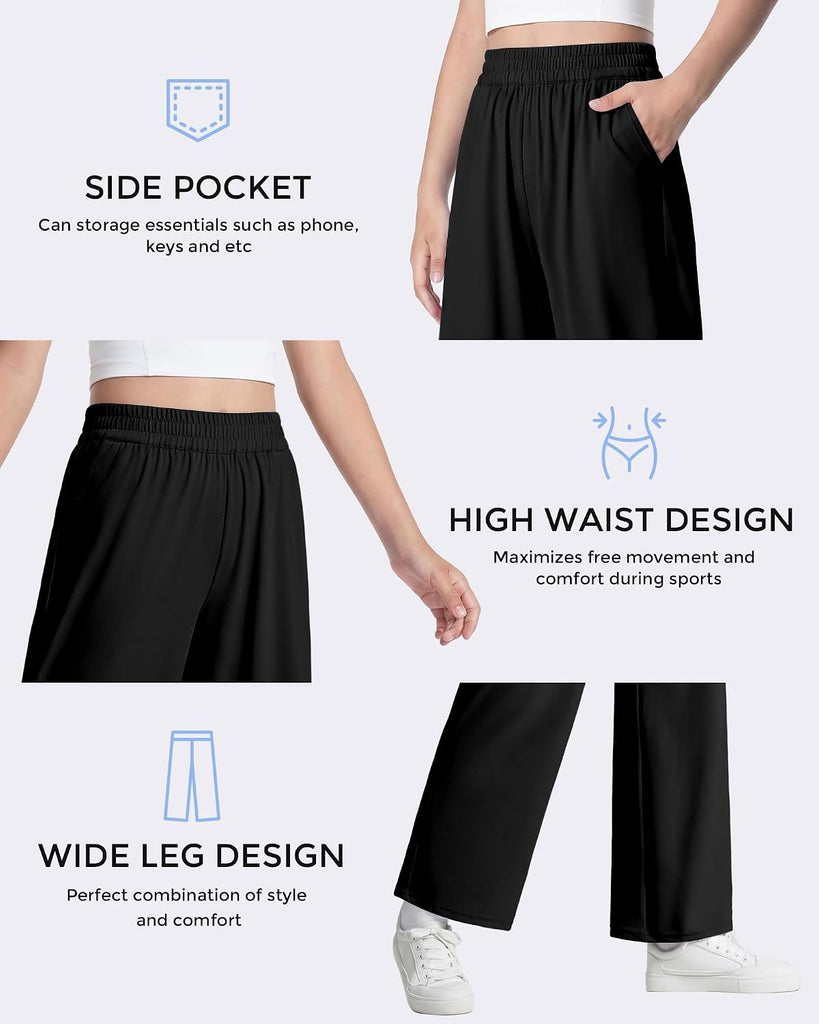 Girls Wide Leg Loose Pants Straight Plain Casual Uniform Long Pant for School Street Outgoing Kids Girls
