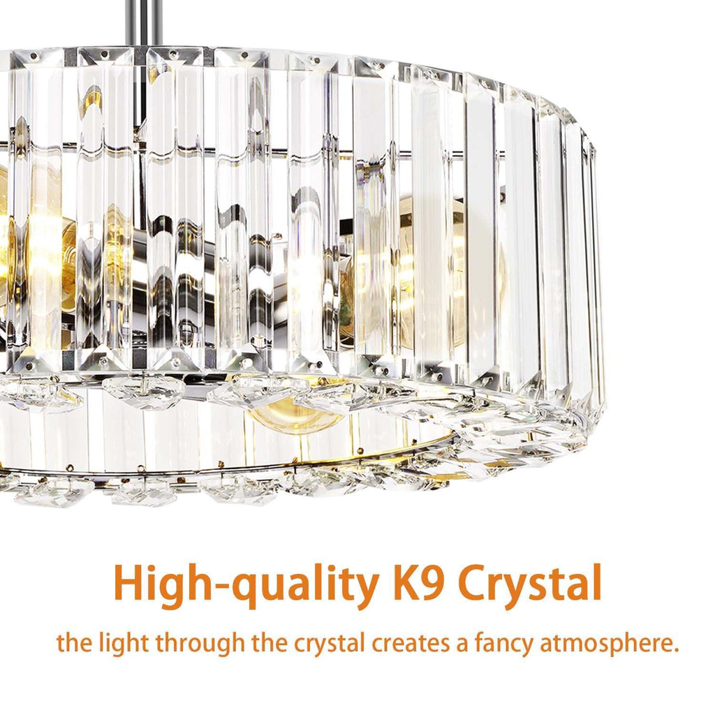 Crystal Chandelier Ceiling Light - 4-Light Ceiling Light Fixture Modern Ceiling Mount Lights Chandelier for Dinning