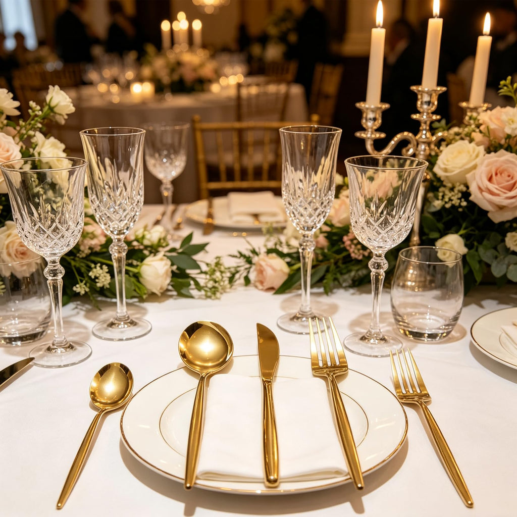 Gold Silverware Set 600-Piece - Premium Stainless Steel Flatware Set for 120, Luxury Gold Cutlery Set with Spoons
