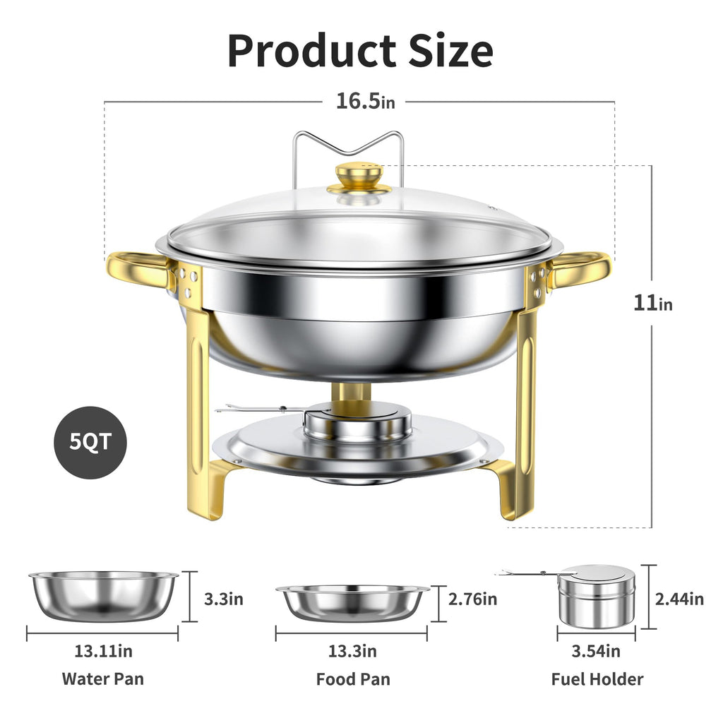 Chafing Dishes for Buffet Set: 100% Pre-Installed Chafers Warmers Sets